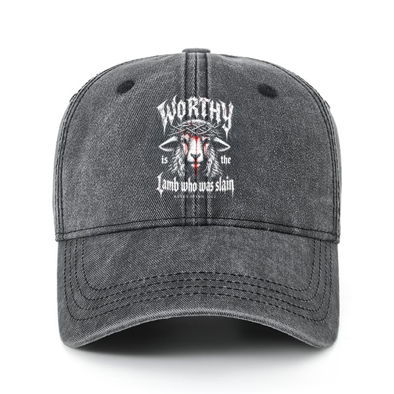 Heritage Washed Cap - Worthy Is the Lamb Who Was Slain – Revelation 5:12