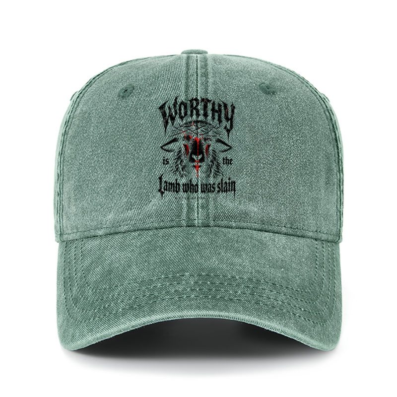 Heritage Washed Cap - Worthy Is the Lamb Who Was Slain – Revelation 5:12