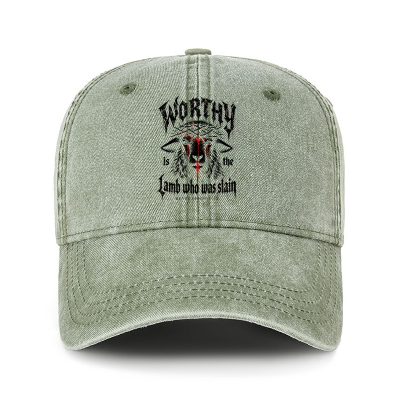 Heritage Washed Cap - Worthy Is the Lamb Who Was Slain – Revelation 5:12
