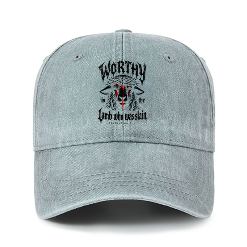Heritage Washed Cap - Worthy Is the Lamb Who Was Slain – Revelation 5:12