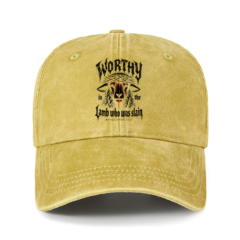 Heritage Washed Cap - Worthy Is the Lamb Who Was Slain – Revelation 5:12