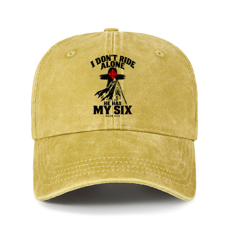 Heritage Washed Cap - I Don’t Ride Alone – Isaiah 52:12 Christian Warrior