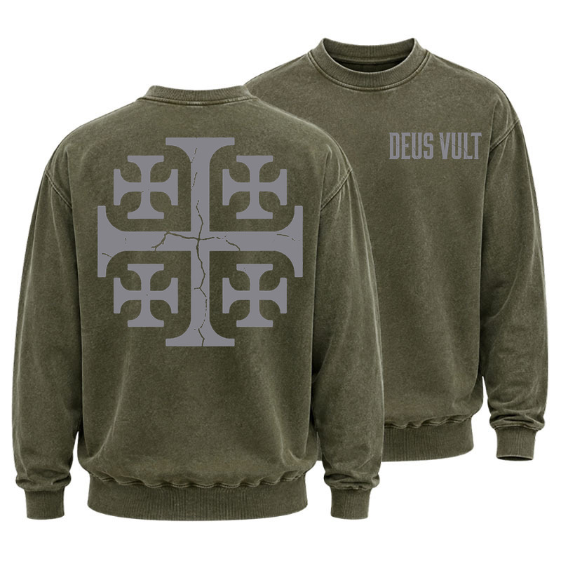 Washed Sweatshirt - Deus Vult