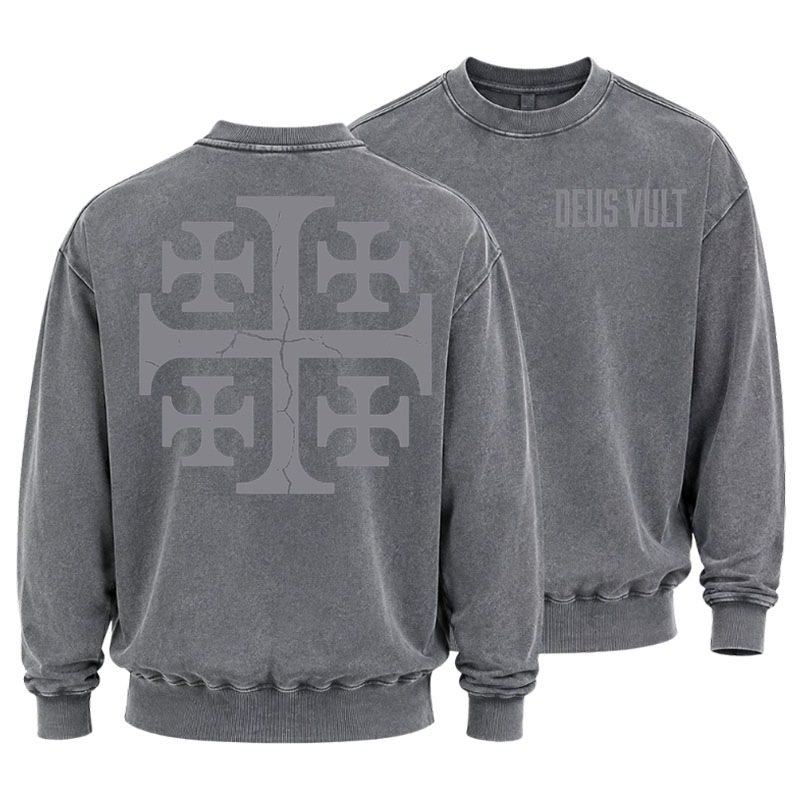 Washed Sweatshirt - Deus Vult