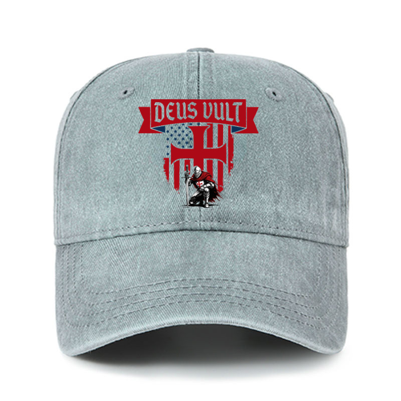 Heritage Washed Cap - Templar Knight Crusader Deus Vult
