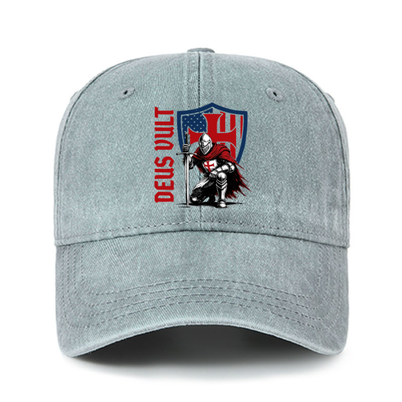 Heritage Washed Cap - Templar Knight Crusader Deus Vult