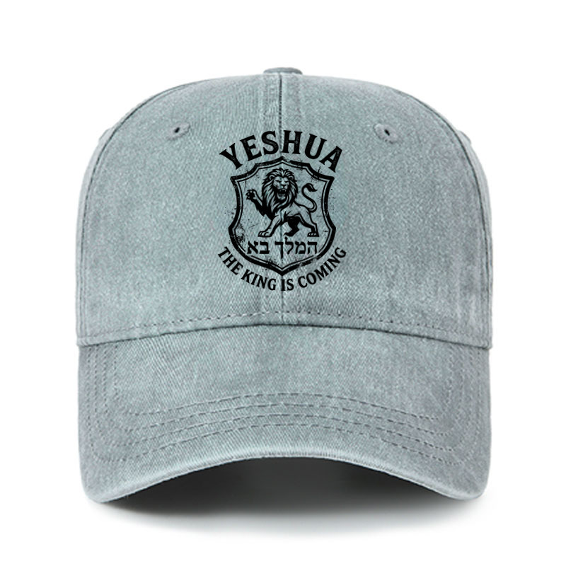 Heritage Washed Cap - Yeshua The King Is Coming Hebrew Name Lion   