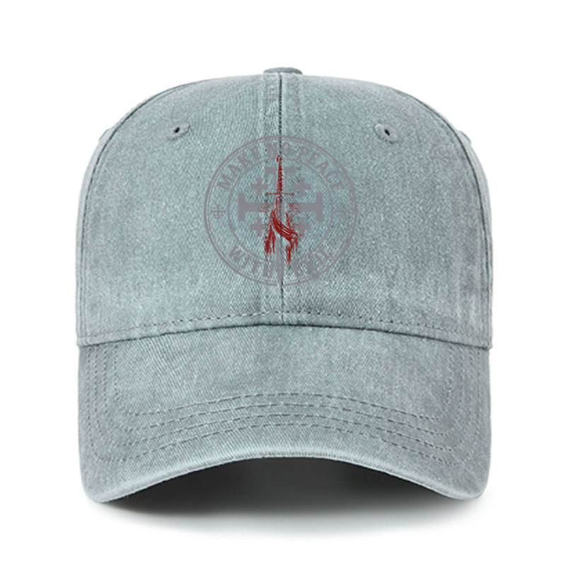 Heritage Washed Cap - Make No Peace with Evil Knight Templar Jerusalem Cross