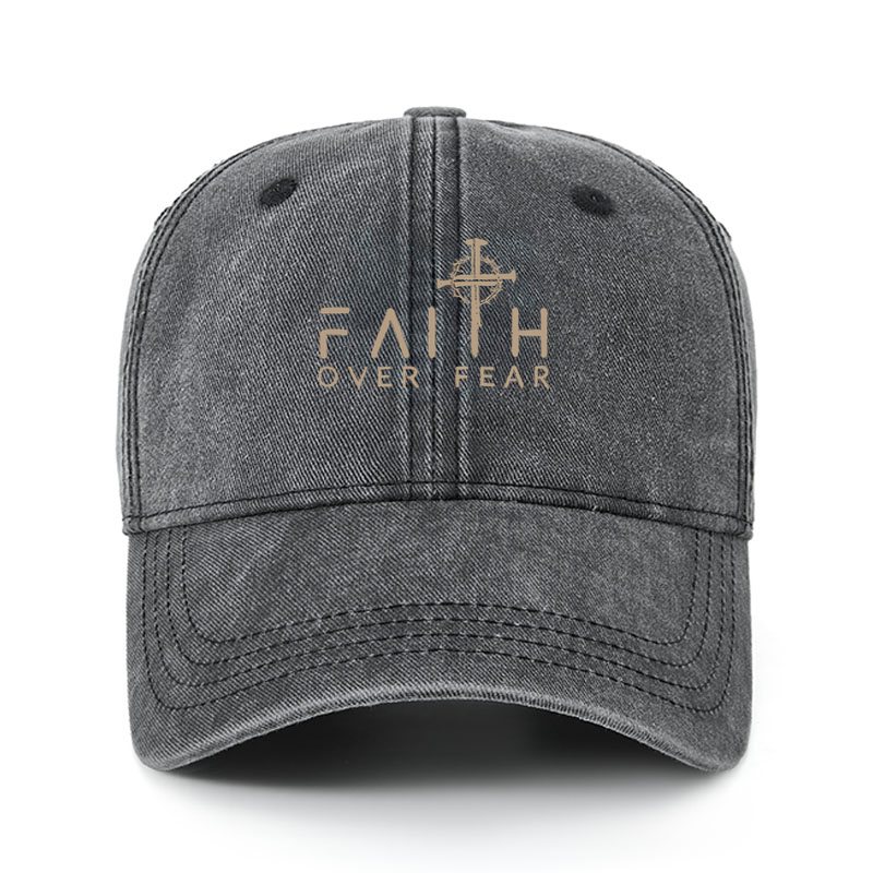 Heritage Washed Cap - Faith Over Fear Faith Cross   