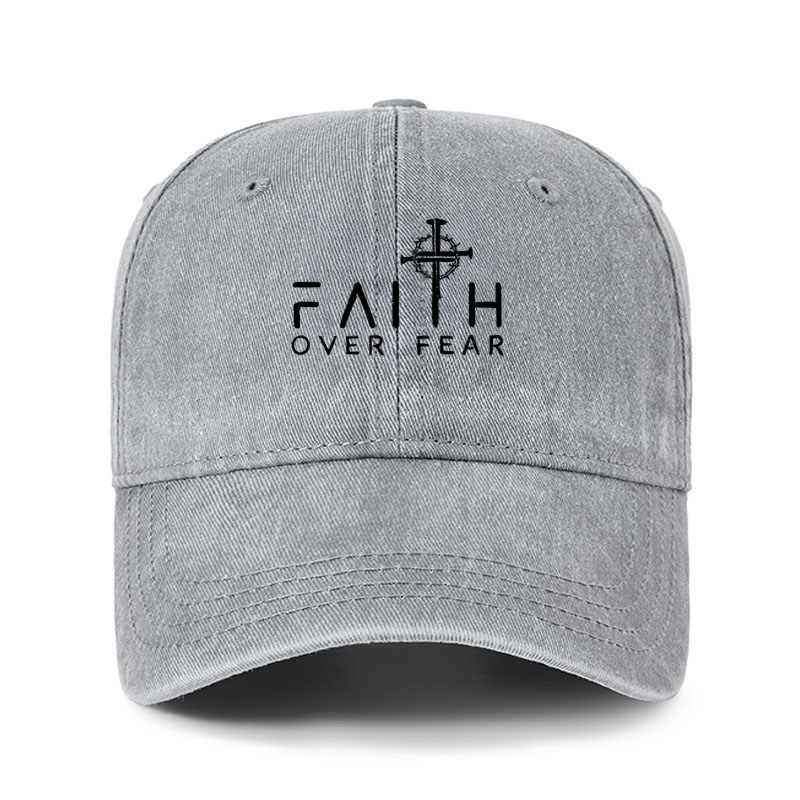 Heritage Washed Cap - Faith Over Fear Faith Cross   