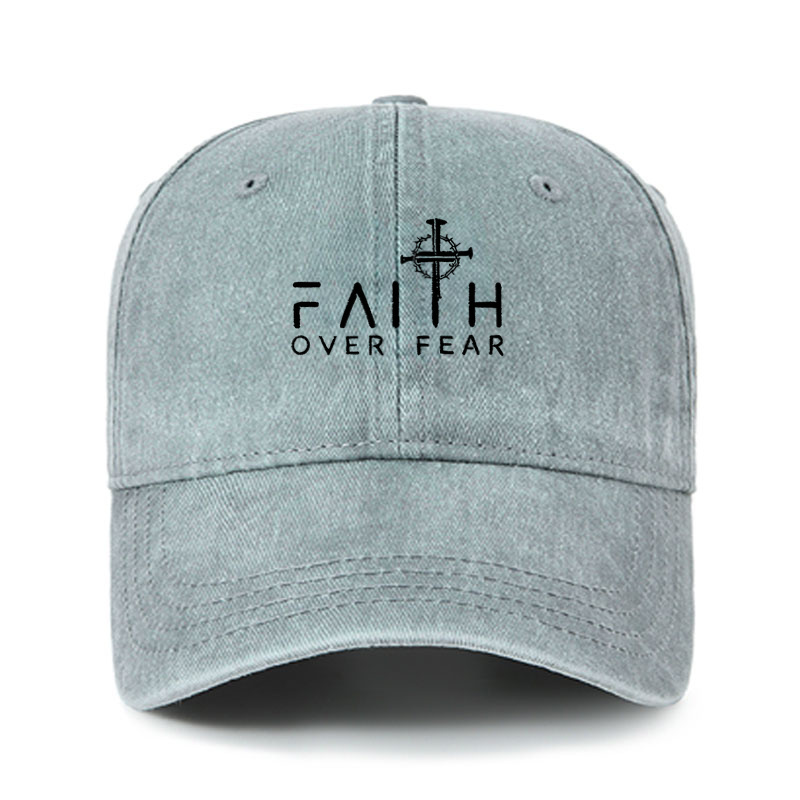 Heritage Washed Cap - Faith Over Fear Faith Cross   