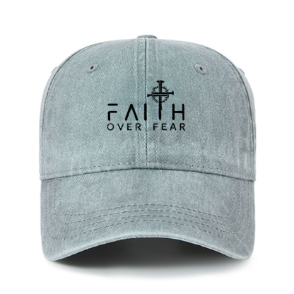Heritage Washed Cap - Faith Over Fear Faith Cross   