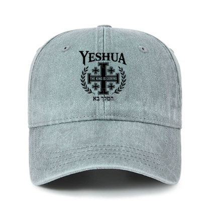 Heritage Washed Cap - Yeshua The King Is Coming Hebrew Name  