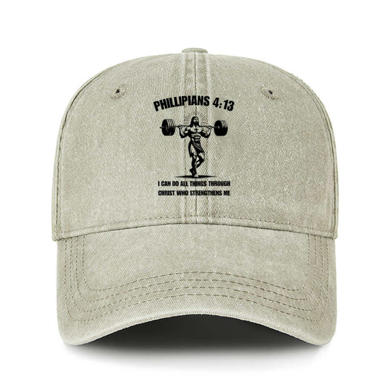 Heritage Washed Cap - Philippians 4:13 I Can Do All Things Through Christ Who Strengthens Me   
