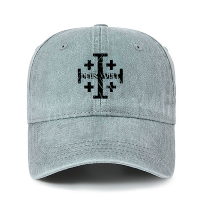 Heritage Washed Cap - Deus Vult + Jerusalem Cross