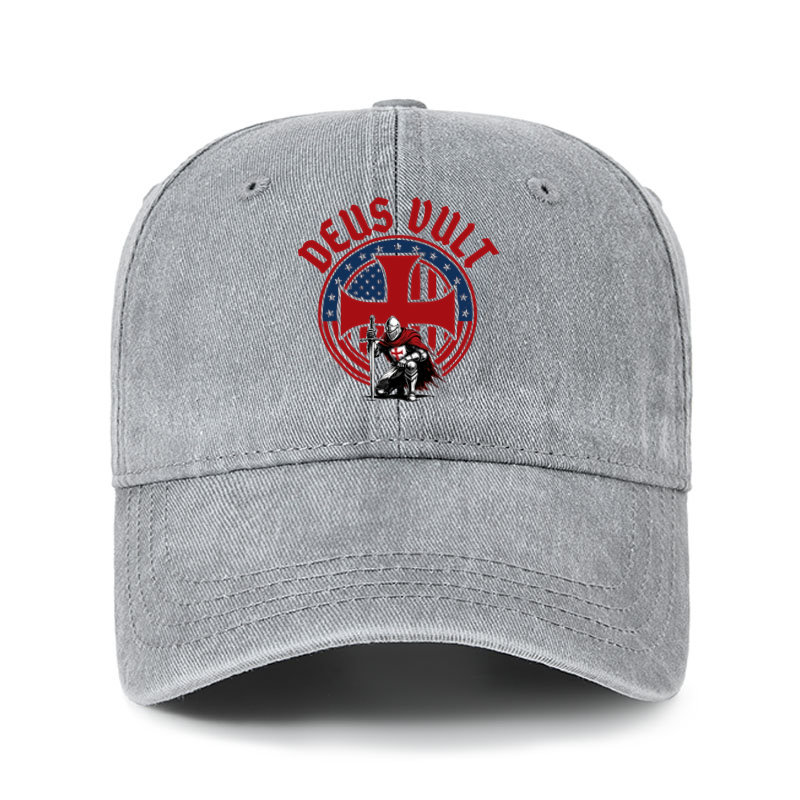 Heritage Washed Cap - Templar Knight Crusader Deus Vult