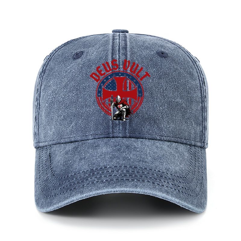 Heritage Washed Cap - Templar Knight Crusader Deus Vult