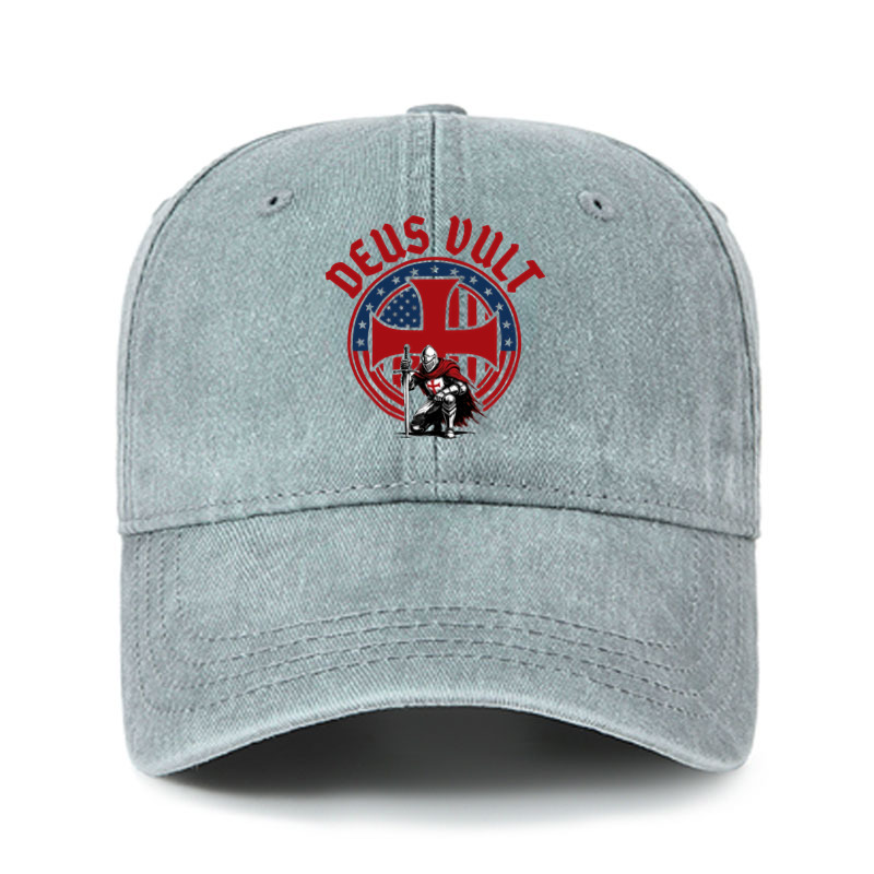 Heritage Washed Cap - Templar Knight Crusader Deus Vult