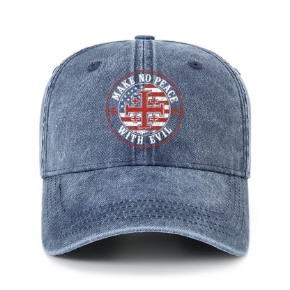 Heritage Washed Cap - Make No Peace with Evil Knight Templar Jerusalem Cross