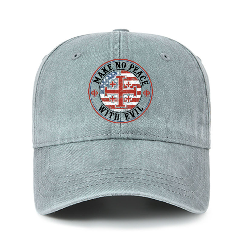 Heritage Washed Cap - Make No Peace with Evil Knight Templar Jerusalem Cross