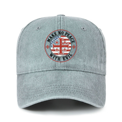 Heritage Washed Cap - Make No Peace with Evil Knight Templar Jerusalem Cross