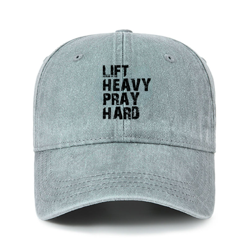 Heritage Washed Cap - Lift Heavy Pray Hard Gym   