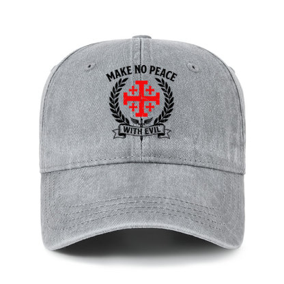 Heritage Washed Cap - Make No Peace with Evil Knight Templar Jerusalem Cross