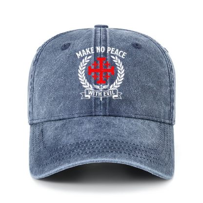 Heritage Washed Cap - Make No Peace with Evil Knight Templar Jerusalem Cross