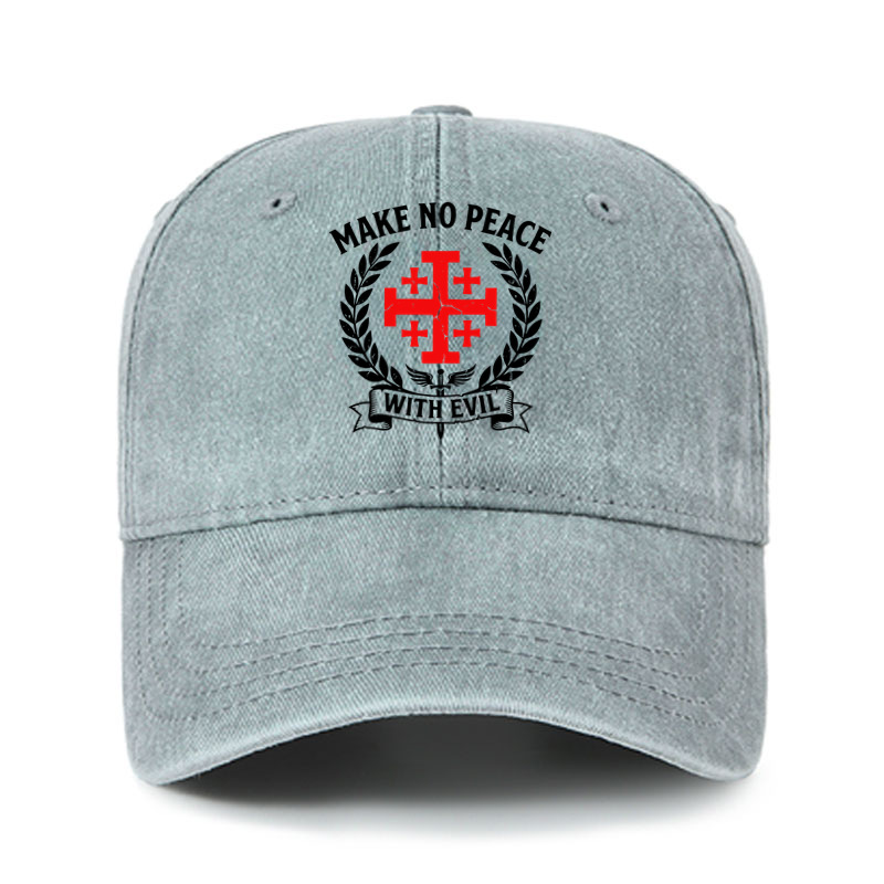 Heritage Washed Cap - Make No Peace with Evil Knight Templar Jerusalem Cross