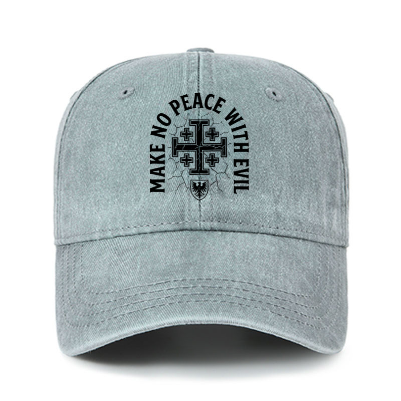 Heritage Washed Cap - Make No Peace with Evil Knight Templar Jerusalem Cross
