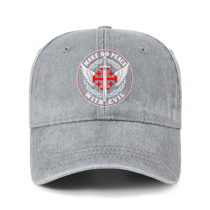 Heritage Washed Cap - Make No Peace with Evil  Jerusalem Cross
