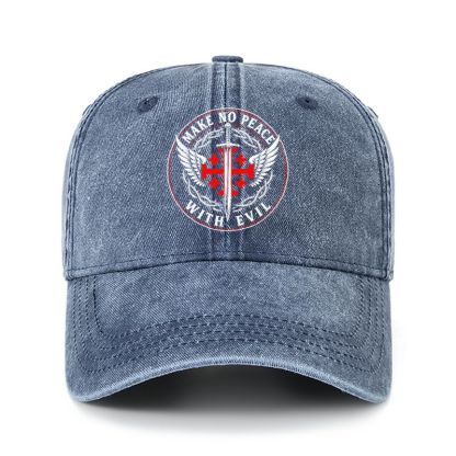 Heritage Washed Cap - Make No Peace with Evil  Jerusalem Cross