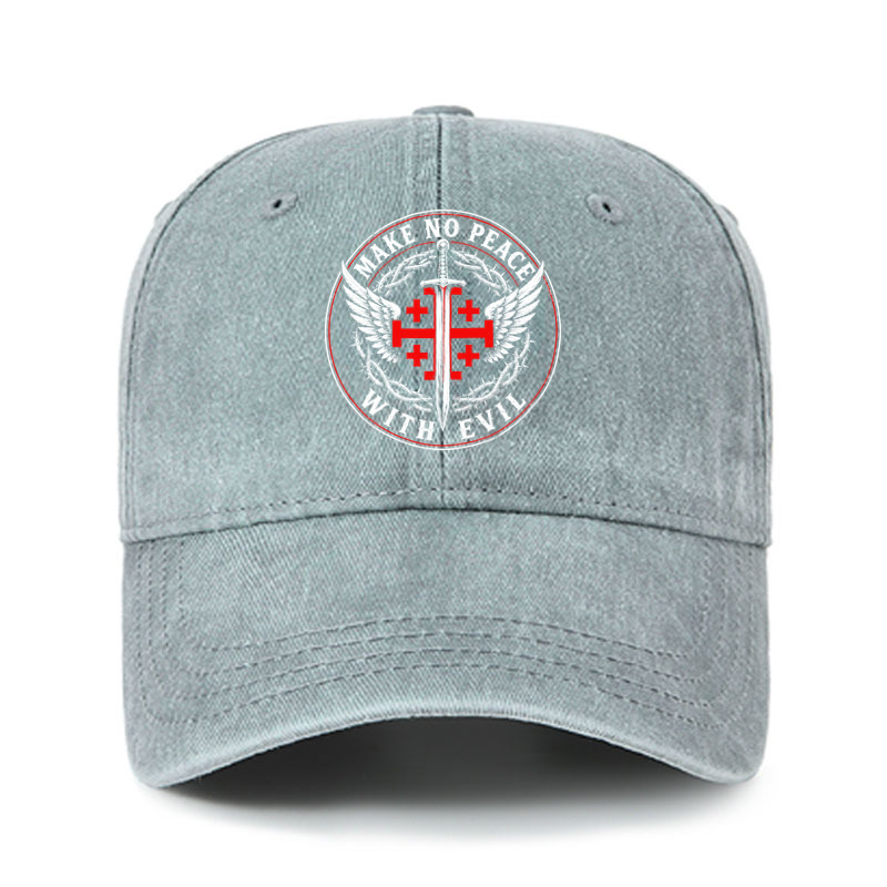 Heritage Washed Cap - Make No Peace with Evil  Jerusalem Cross