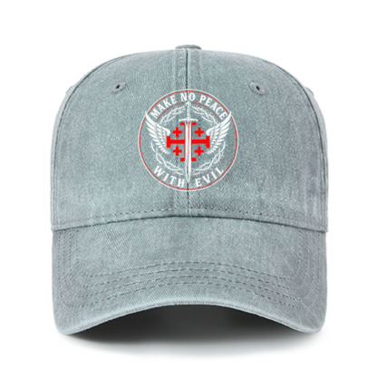Heritage Washed Cap - Make No Peace with Evil  Jerusalem Cross
