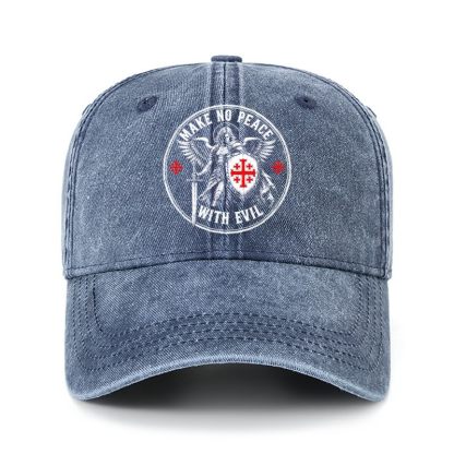 Heritage Washed Cap - Make No Peace with Evil Knight Templar Jerusalem Cross