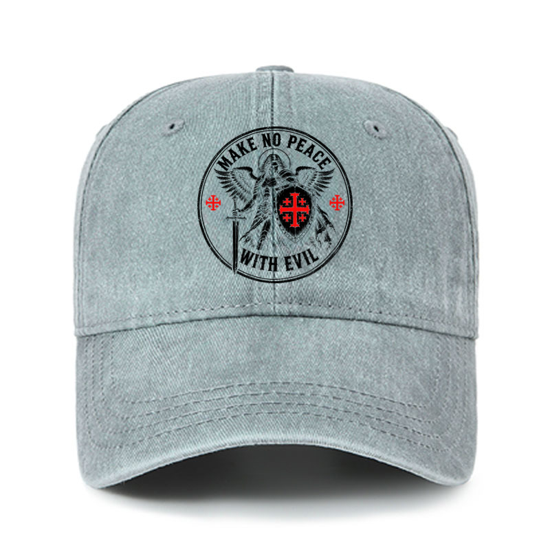 Heritage Washed Cap - Make No Peace with Evil Knight Templar Jerusalem Cross