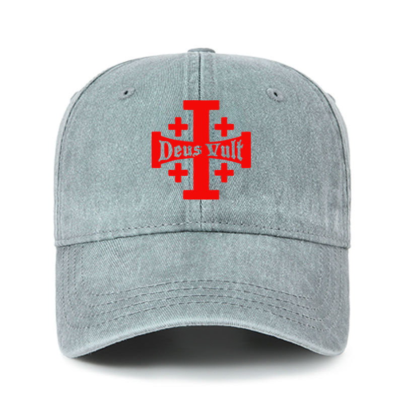 Heritage Washed Cap - Jerusalem Cross Deus Vult   