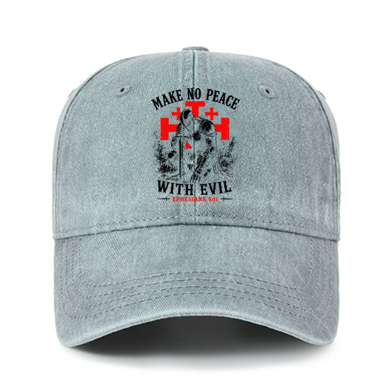 Heritage Washed Cap - Make No Peace with Evil Knight Templar Jerusalem Cross