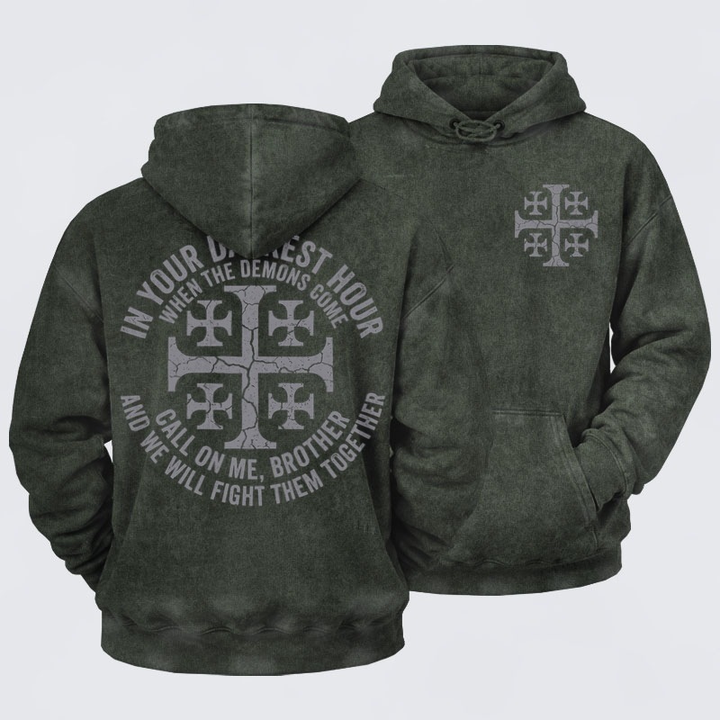 Washed Hoodie - Call On Me Brother – Knights of Faith