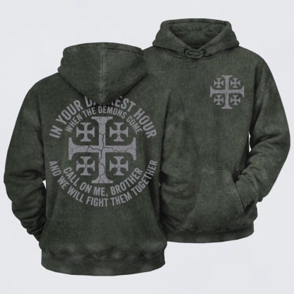 Washed Hoodie - Call On Me Brother – Knights of Faith