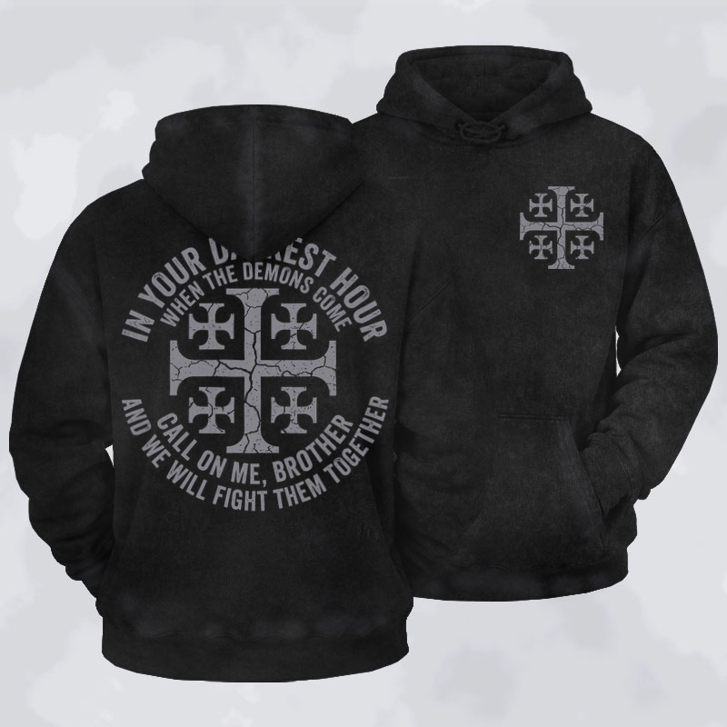 Washed Hoodie - Call On Me Brother – Knights of Faith