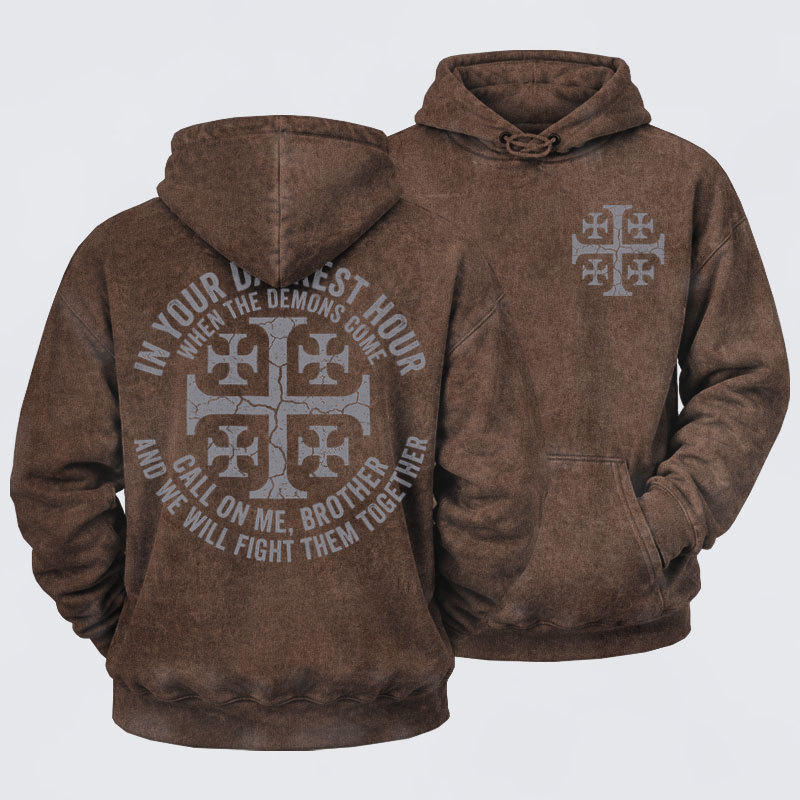 Washed Hoodie - Call On Me Brother – Knights of Faith