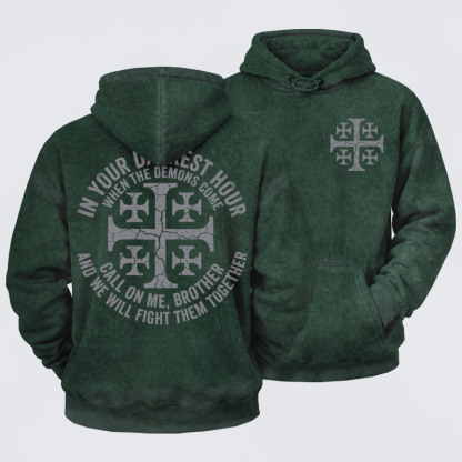 Washed Hoodie - Call On Me Brother – Knights of Faith