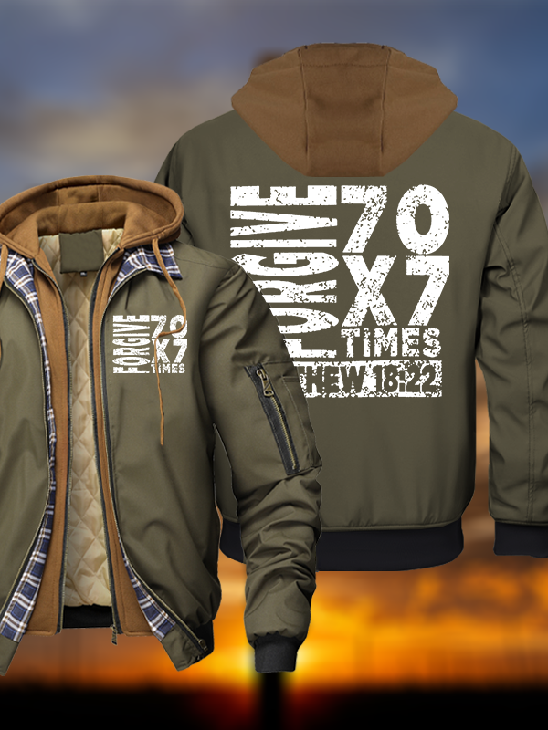 Forgive 70X7 Times Warm Hooded Bomber Jacket