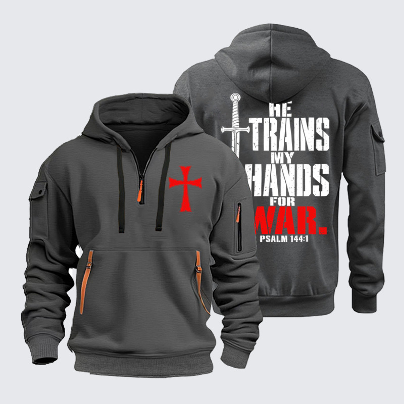 Zipper Hoodies –He Trains My Hands for War – Psalm 144:1 Christian Warrior