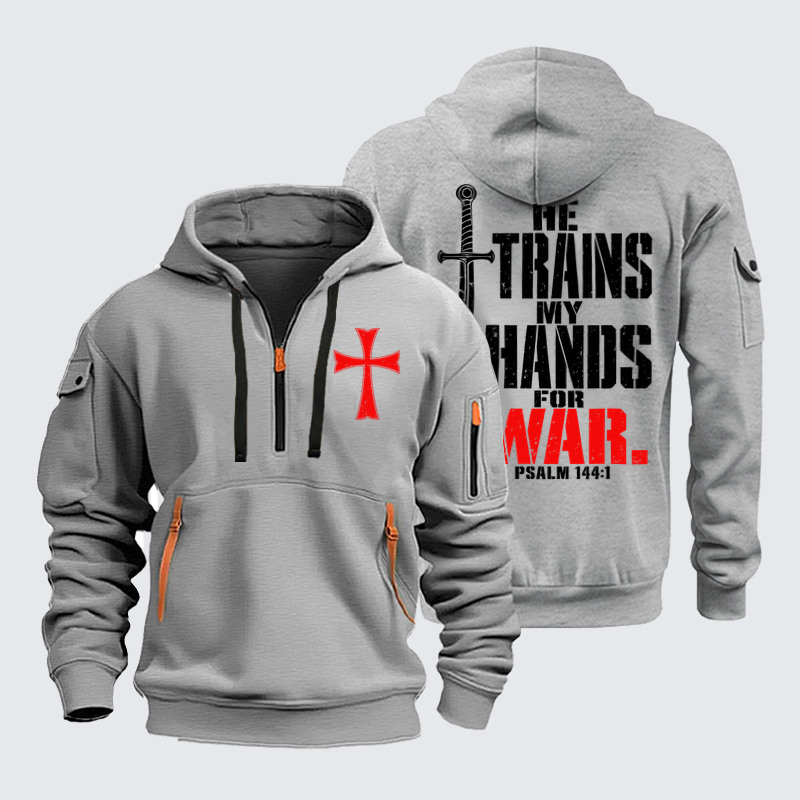 Zipper Hoodies –He Trains My Hands for War – Psalm 144:1 Christian Warrior