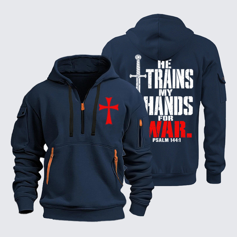 Zipper Hoodies –He Trains My Hands for War – Psalm 144:1 Christian Warrior
