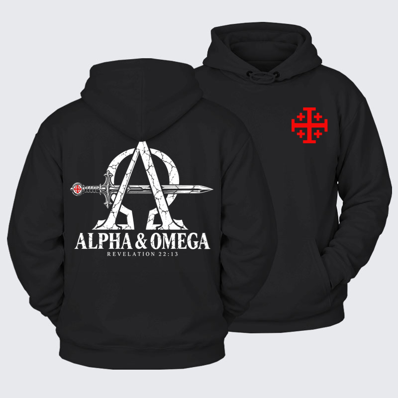 Plush Fleece-Lined Hoodie -  Deus Vult Knight Templar American Flag Crusader-soulsbelief
