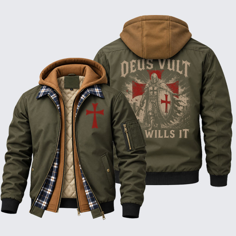 Hooded Bomber Jacket - Deus Vult