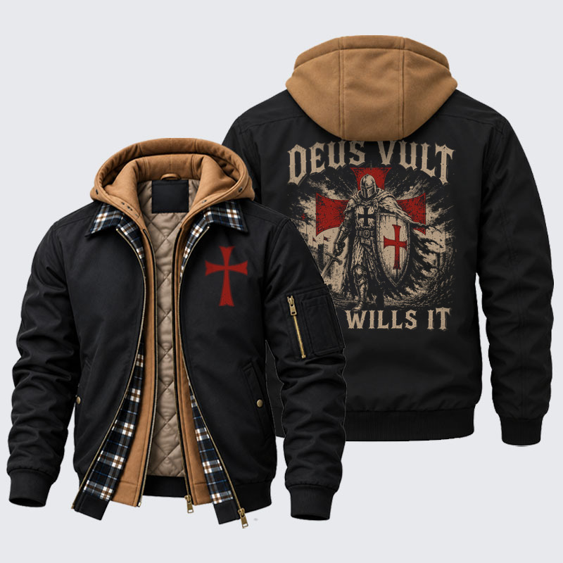 Hooded Bomber Jacket - Deus Vult